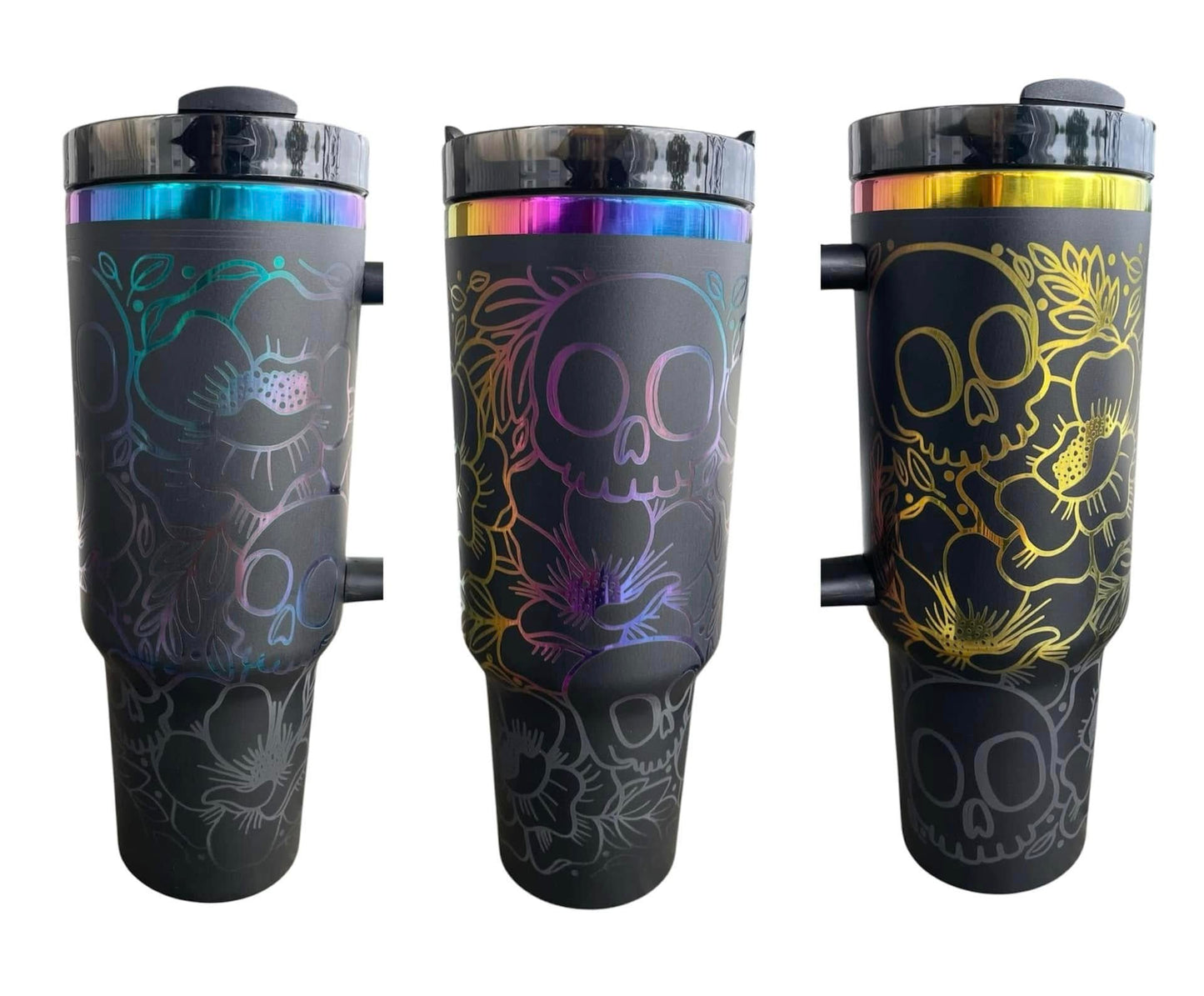 Rainbow Floral Skulls 40oz Tumbler