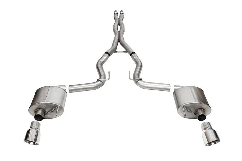 24- Mustang 5.0L Sport 3" Cat Back Exhaust - Polished Tips