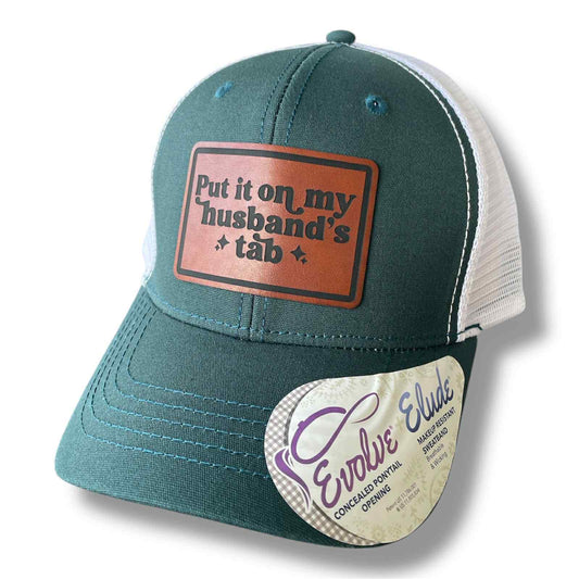 Put it on my Husbands Tab Ponytail Hat