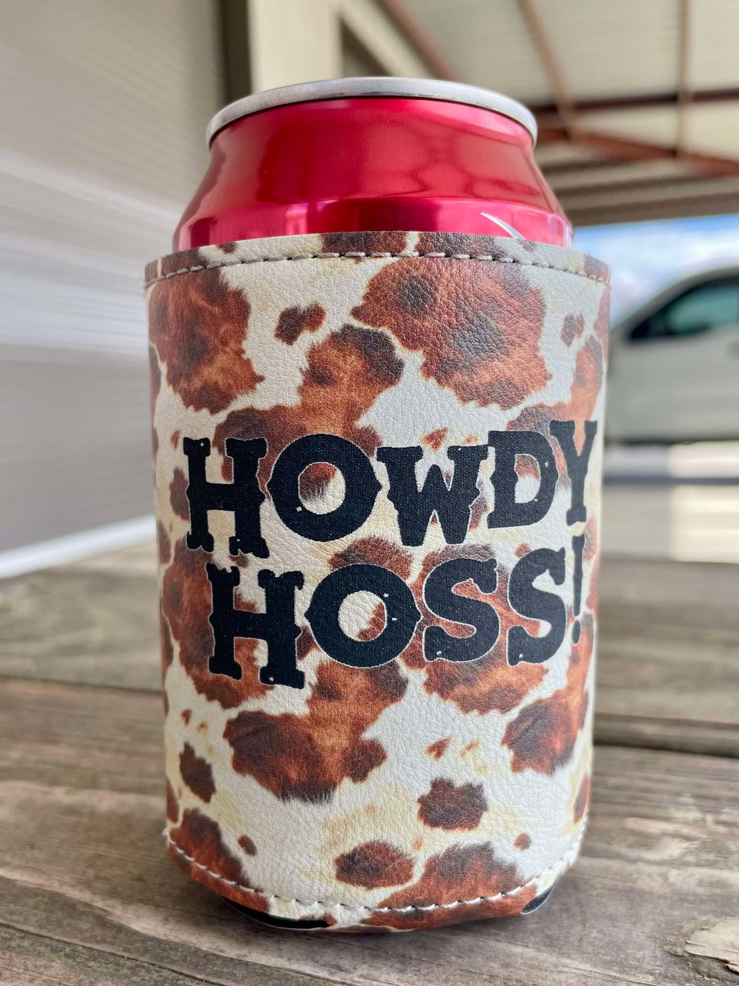 Cowhide Leatherette Koozie