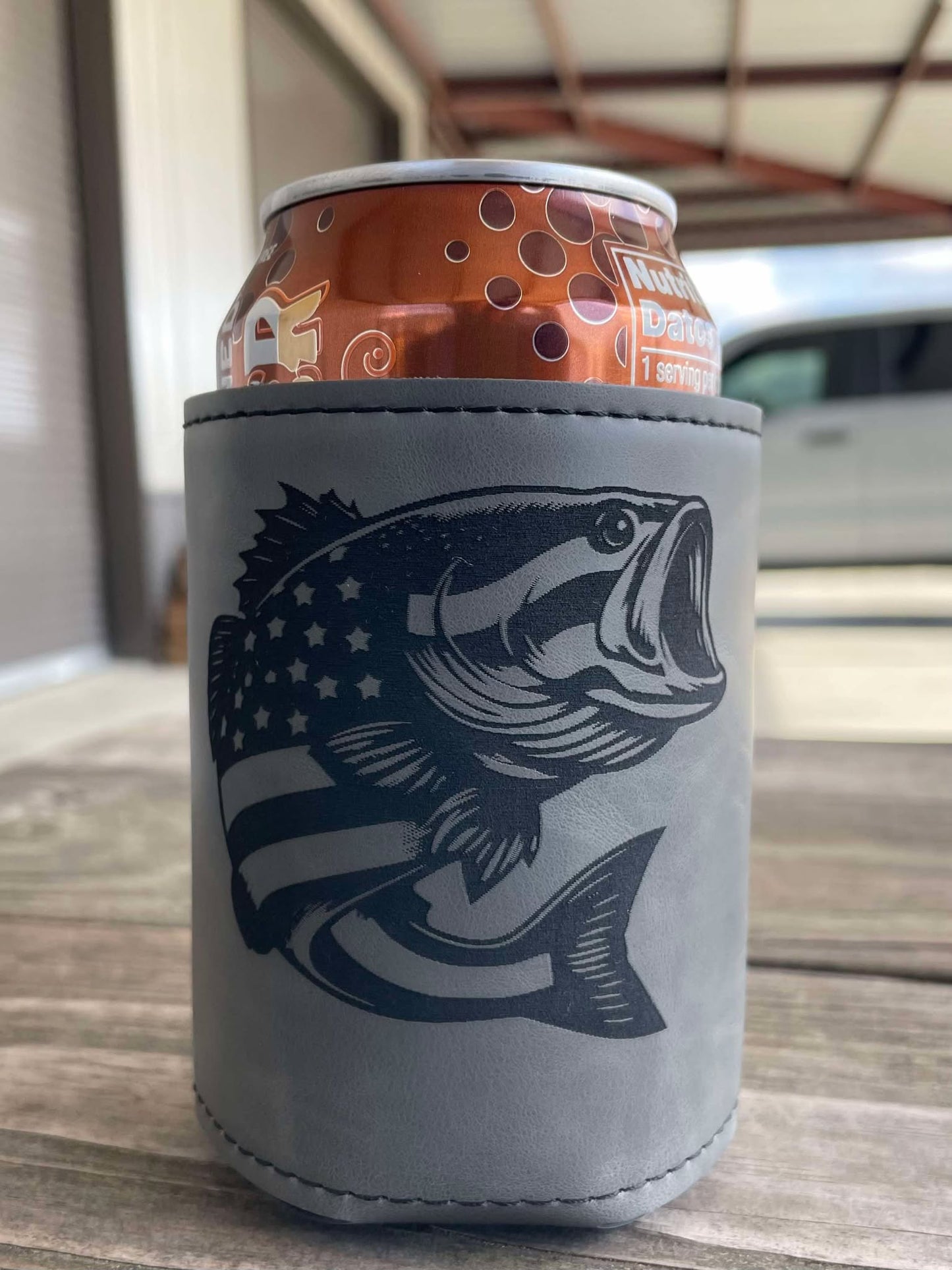 Grey Leatherette Koozie