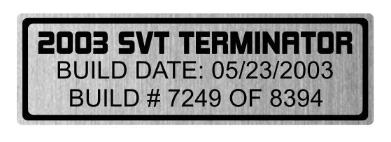 Terminator Build Dash Plate - 1.25" x 4"