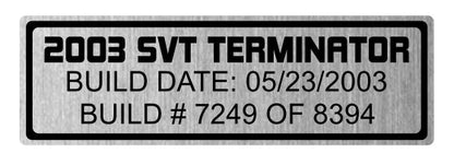 Terminator Build Dash Plate - 1.25" x 3.5"