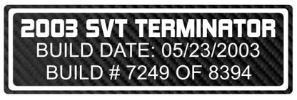 Terminator Build Dash Plate - 1.25" x 3.5"